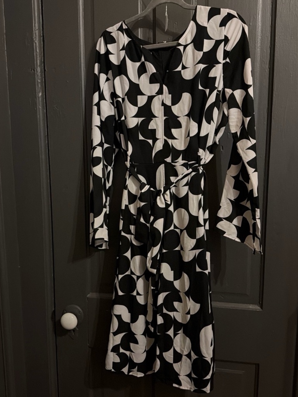 Black & White Geometric Wrap Dress